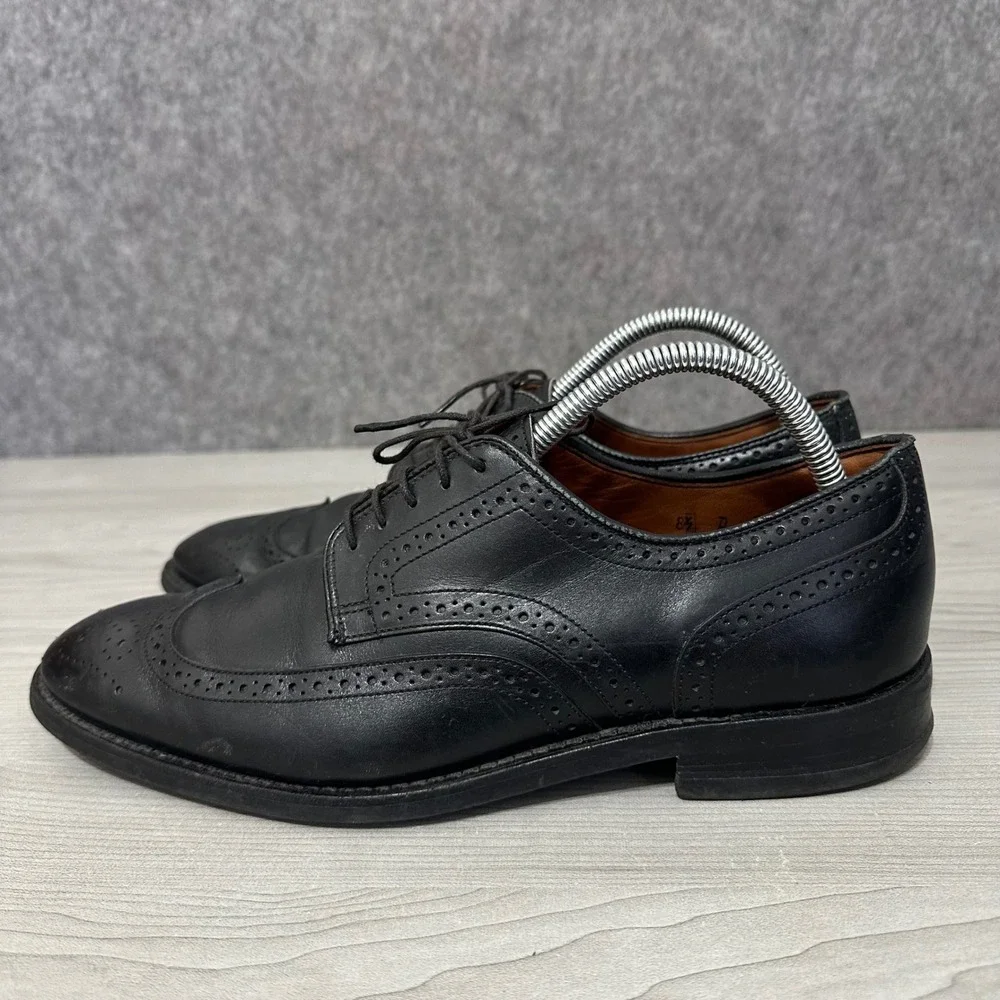Allen Edmonds Lombard Shoes Mens 8.5 Black Leather Brogue‎ Wingtip Oxford